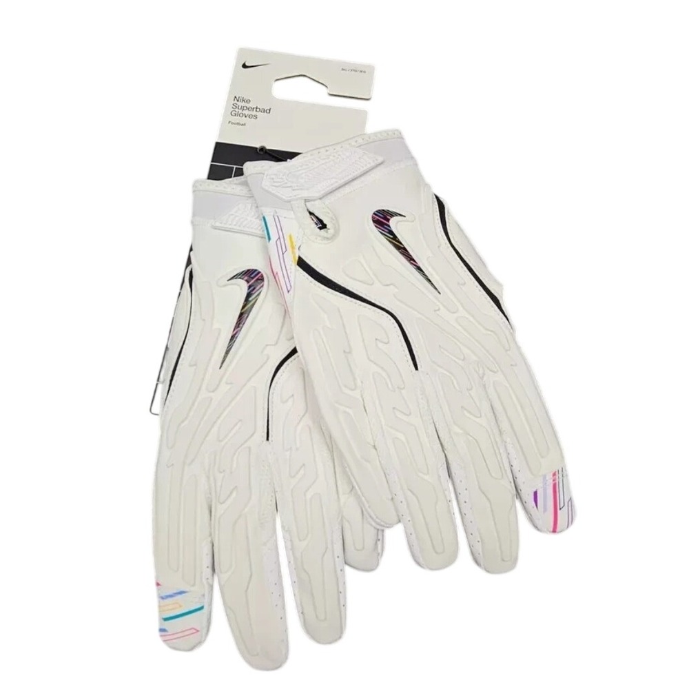 Nike Superbad Football Gloves Mens 3XL White Multi Color NFL Shield HQ1122